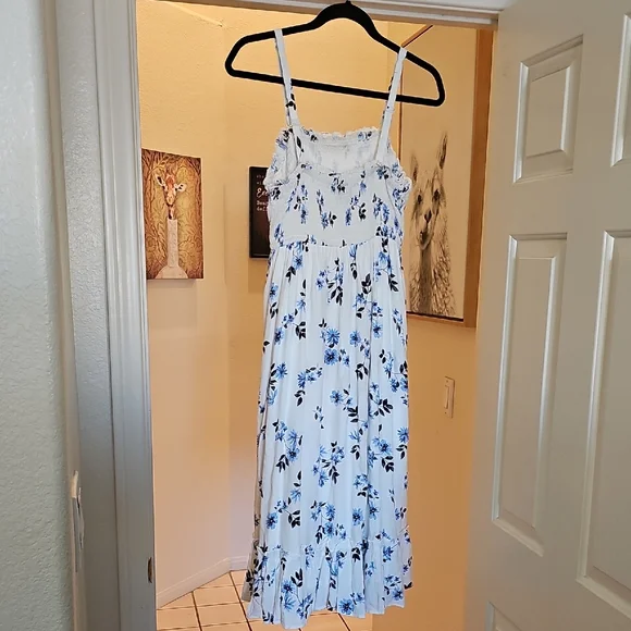 Torrid Blue and White Smocked Dress - Picture 3 of 4